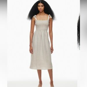 Wilfred golden hour dress in oatmeal.